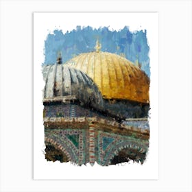 Al-Aqsa Mosque in Impressionist Digital Painting Art Print