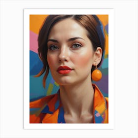 Woman In An Orange Shirt Art Print