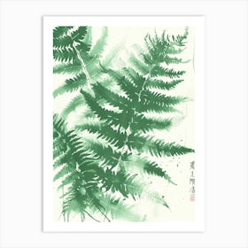Green Ink Painting Of A Giant Chain Fern 3 Art Print