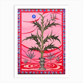 Pink And Red Plant Illustration Dracaena 2 Art Print