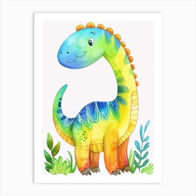 Rainbow Edmontosaurus Dinosaur 3 Art Print