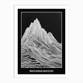 Beinn Dorain Mountain Line Drawing 3 Poster Art Print