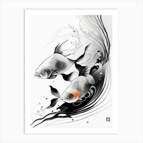 Kin Ki Bekko 1, Koi Fish Minimal Line Drawing Art Print