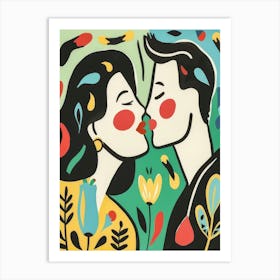 Kissing Couple Style Abstract 1 Art Print