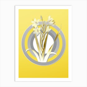 Botanical Gladiolus Saccatus in Gray and Yellow Gradient n.244 Art Print
