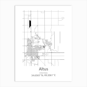 Altus,United States Minimalist Map Art Print