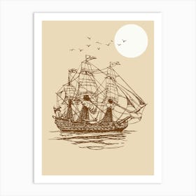 Sailing Ship In The Sea Art Print