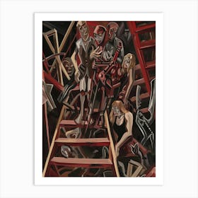 Group Of People On A Ladder Art Print