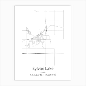 Sylvan Lake,Canada Minimalist Map Art Print