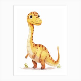 Cute Plateosaurus Dinosaur Watercolour Art Print