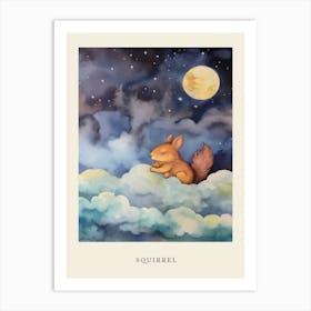 Baby Squirrel 4 Sleeping In The Clouds Nursery Poster Art Print