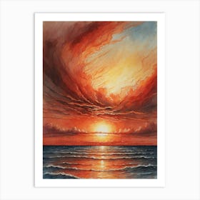 Sunset Over The Ocean 1 Art Print