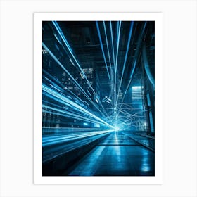 A Dynamic Scene Encapsulating The Essence Of Cybersecurity And Telecommunications Featuring A High (4) Art Print