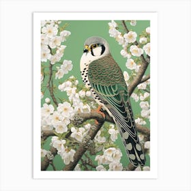 Ohara Koson Inspired Bird Painting American Kestrel 3 Art Print