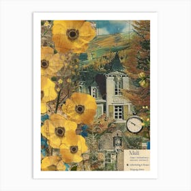 Yellow Flowers Scrapbook Collage Cottage 3 Art Print