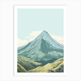 Mount Katahdin Usa Color Line Drawing (5) Art Print