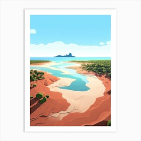 Whitehaven Beach, Australia, Flat Illustration 4 Art Print