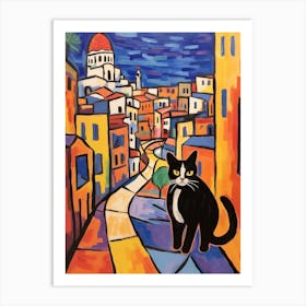 Painting Of A Cat In Rome Italy 3 Art Print