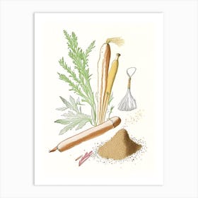 Horseradish Spices And Herbs Pencil Illustration 3 Art Print