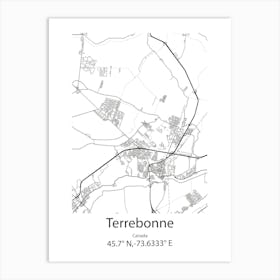 Terrebonne,Canada Minimalist Map Art Print