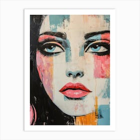 Womans Face Showcasing Intricate Details And Vibrant Colors Art Print