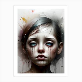 Girl With Tears On Her Face Art Print