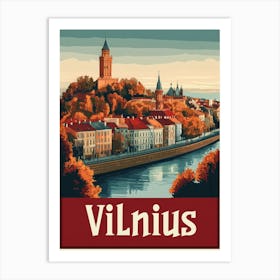 Aihrgdesign A Vintage Travel Poster Of Vilnius 3 Art Print