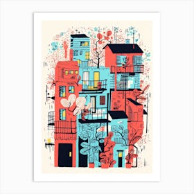 A House In Tokyo, Abstract Risograph Style 1 Art Print