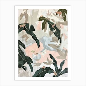 Frogs Pastels Jungle Illustration 2 Art Print