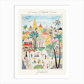 Poster Of Jakarta, Dreamy Storybook Illustration 4 Art Print