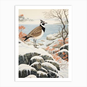 Winter Bird Painting Lapwing 3 Art Print