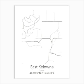 East Kelowna,Canada Minimalist Map Art Print