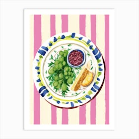 A Plate Of Grapes Top View Food Illustration 2 Art Print