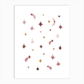 Moon and Stars , Astrology , Hand-painted Art print Art Print