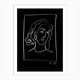 Woman Self Portrait in Black Art Print