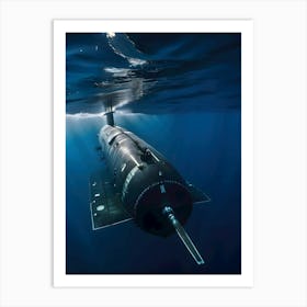 Submarine In The Ocean -Reimagined 15 Art Print