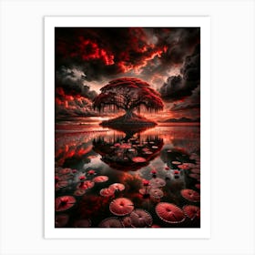 Crimson Tree 1 Art Print