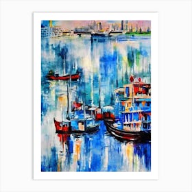 Dubai Creek United Arab Emirates Abstract Block harbour Art Print