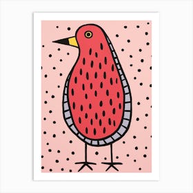 Pink Polka Dot Crow 1 Art Print