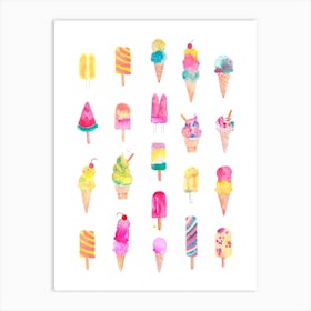 Cute Icecreams Pastel Art Print