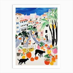 The Food Market In Positano 4 Illustration Art Print