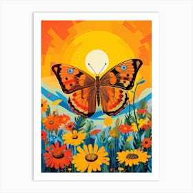 Pop Art Meadow Brown Butterfly 3 Art Print