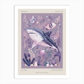 Purple Whale Shark Illustration 3 Poster Art Print