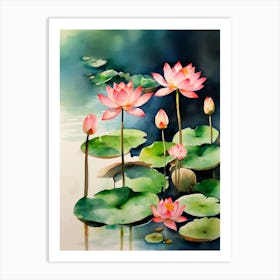 Lotuses In The River Art Print