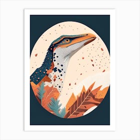 Utahraptor Terrazzo Style Dinosaur Art Print