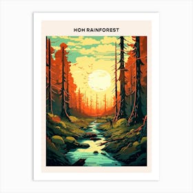 Hoh Rainforest Midcentury Travel Poster Art Print