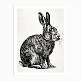Dutch Blockprint Rabbit Illustration 4 Art Print