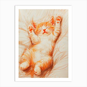 Orange Kitten Sleeping Art Print