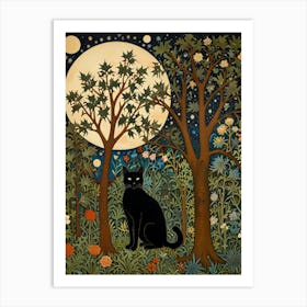 William Morris Black Cat In The Forest 9 Art Print