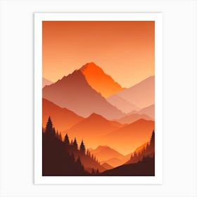 Misty Mountains Vertical Composition In Orange Tone 208 Art Print